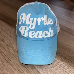 Vtg‎ 70s-80s Light Blue & White Snapback Mesh Trucker Hat Myrtle Beach